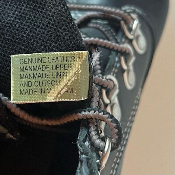 TIMBERLAND Ankle Chelsea Boots Leather Lace Up Wedge Womens Size 8.5 Black - Picture 8 of 11